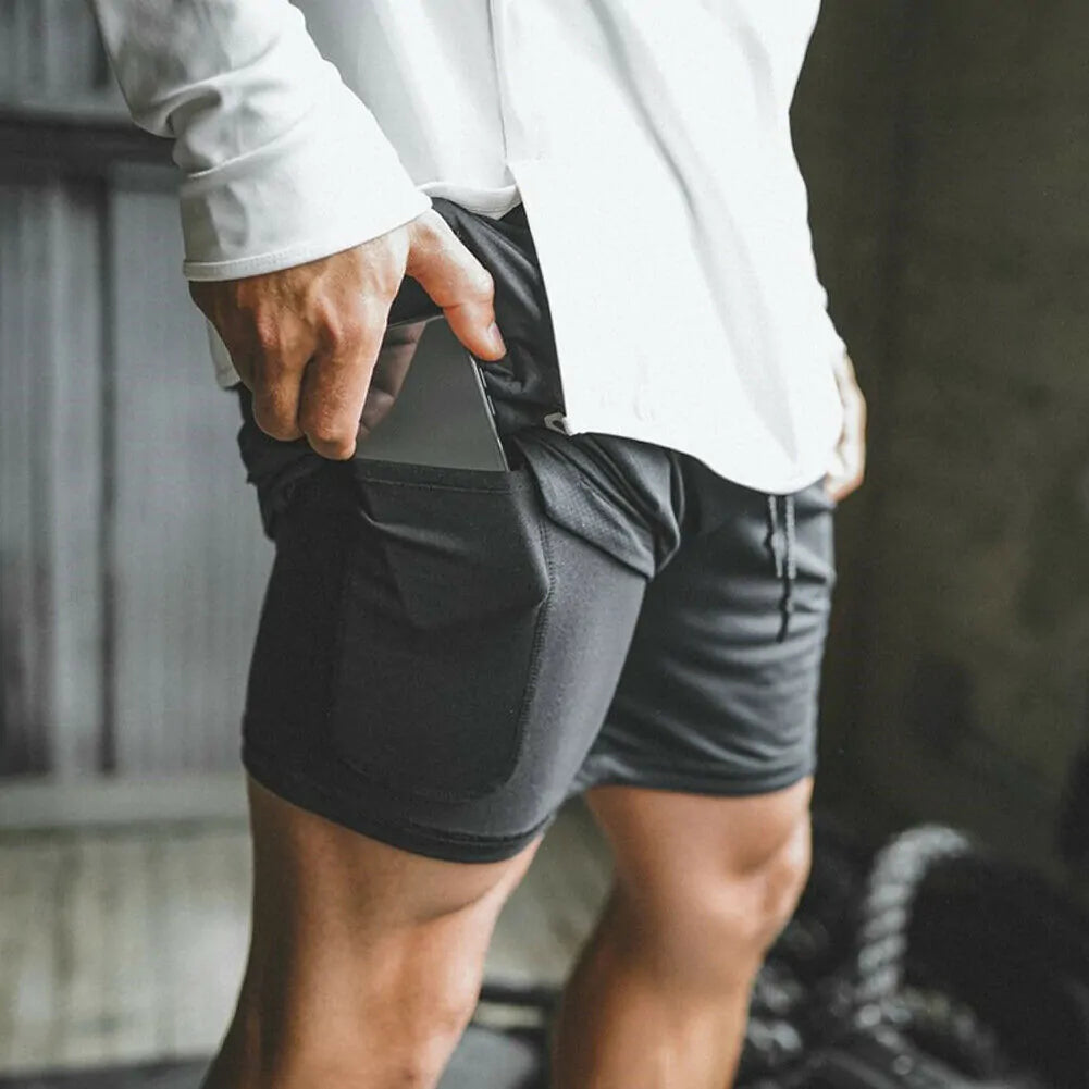 2019 Mens 2 in 1 Fitness Running Shorts