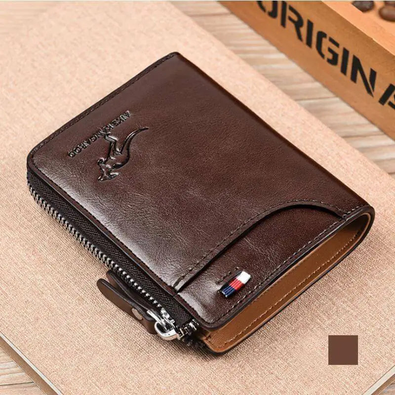 Mens RFID Blocking Leather Wallet Credit Card ID Holder Zipper Purse Waterproof