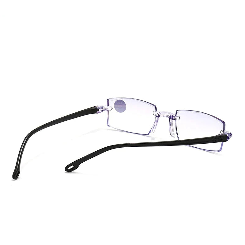 4 PK Mens Rectangular Rimless Blue Light Blocking Reading Glasses Unisex Readers