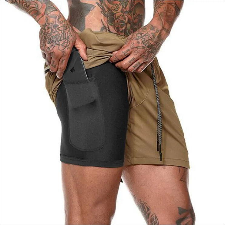 2019 Mens 2 in 1 Fitness Running Shorts