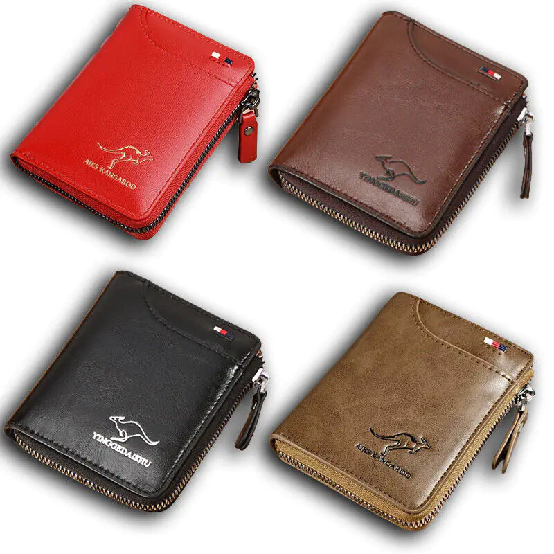 Mens RFID Blocking Leather Wallet Credit Card ID Holder Zipper Purse Waterproof