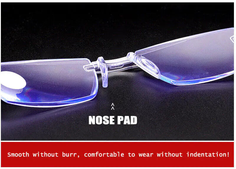 4 PK Mens Rectangular Rimless Blue Light Blocking Reading Glasses Unisex Readers